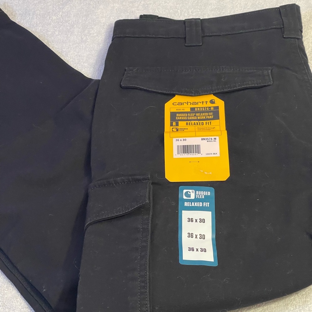 Carhartt Pants Mens 36x30 Black Relaxed Fit Flex Utility Chino Workwear 103109